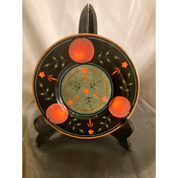 Decorative plate by Victoria & Beale 6.25" Black with Orange "Passon" design EUC - Picture 2 of 10